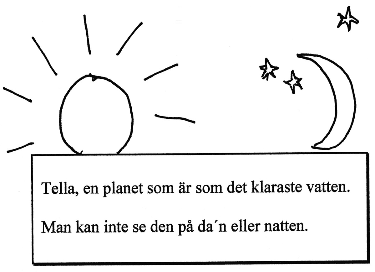 Tella, en planet som är som det klaraste vatten. Man kan inte se den på da´n eller natten.